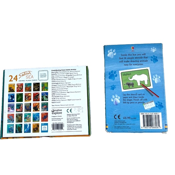 Lot of 2 Usborne Animal Stencil Cards And Salish Sea Flash Cards Educational - Picture 12 of 12
